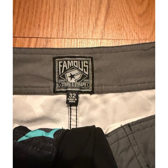 Famous Stars And Straps Board Shorts Mens 32 10" Geometric AOP Swim Trunks - Picture 3 of 6